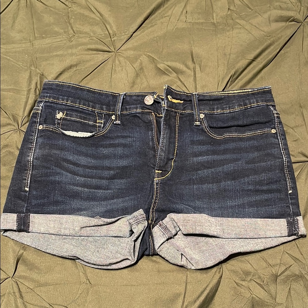 Black Jean Shorts with Cuffed Hem